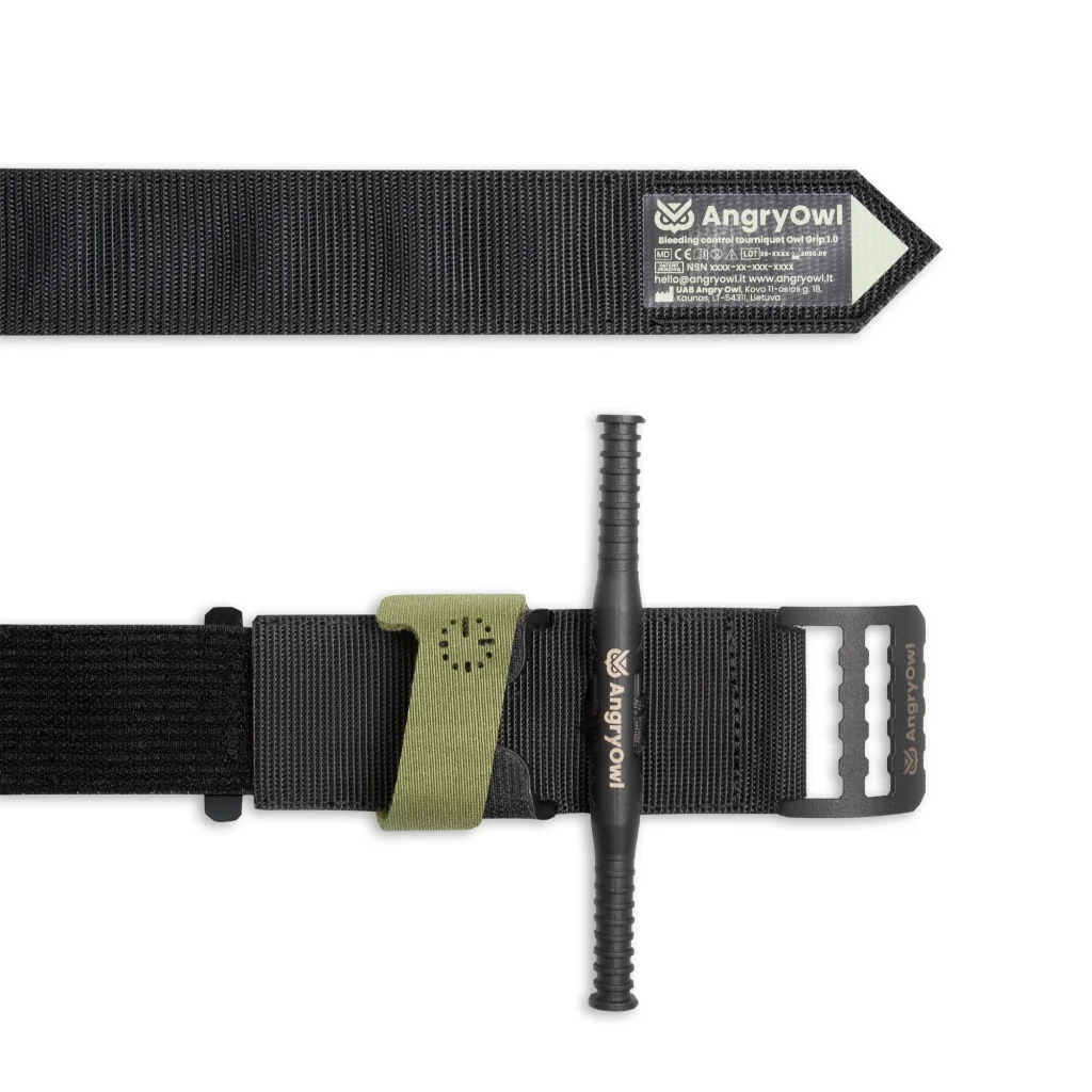 OwlGrip 1.0 tourniquet, metal buckle and label